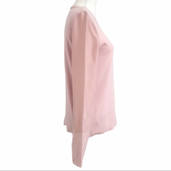 Cos BLUSH PINK COTTON & SILK WIDE SLEEVE CREW NECK BLOUSE - XS - Picture 2 of 10